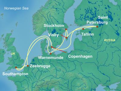 Baltic, Russia Cruise Itinerary Map
