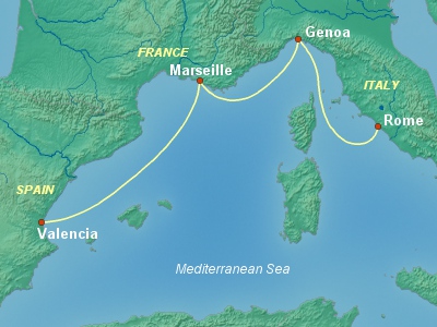 Party Cruise Itinerary Map