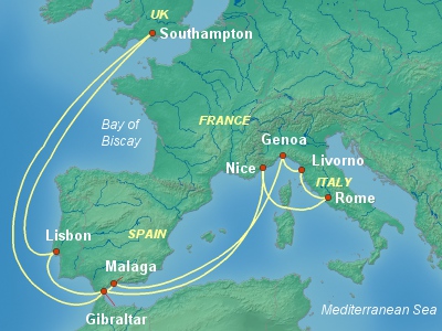 Mediterranean Cruise Itinerary Map
