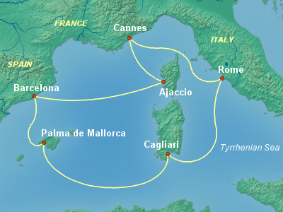 Mediterranean Cruise Itinerary Map