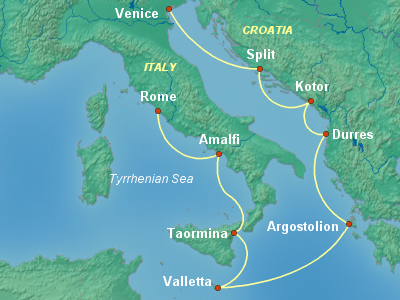 Mediterranean Cruise Itinerary Map