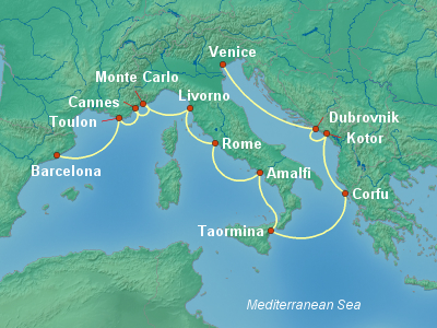 Mediterranean Cruise Itinerary Map