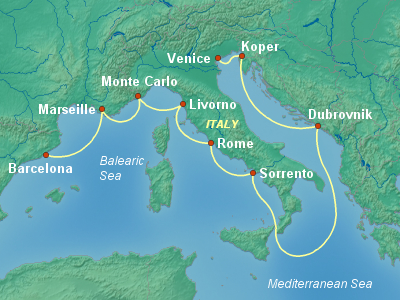 Mediterranean Cruise Itinerary Map