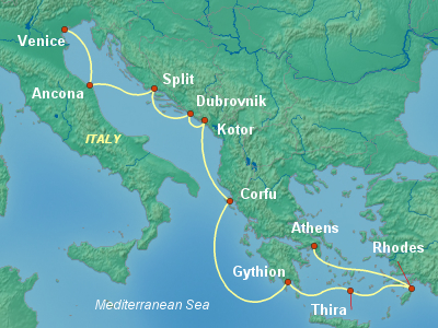 Mediterranean Cruise Itinerary Map