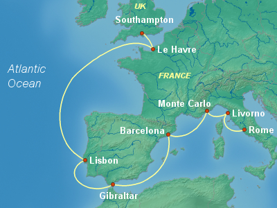 Mediterranean Cruise Itinerary Map