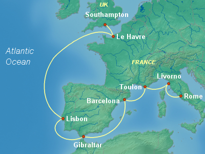 Mediterranean Cruise Itinerary Map