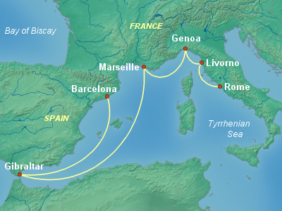 Mediterranean Cruise Itinerary Map