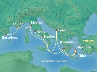 Mediterranean Cruise Itinerary Map