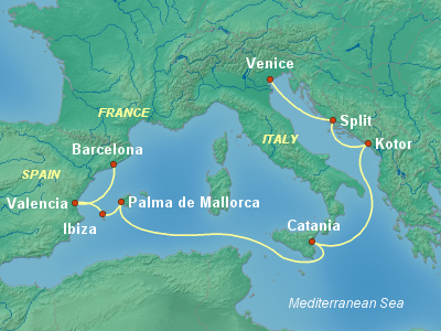 Mediterranean Cruise Itinerary Map