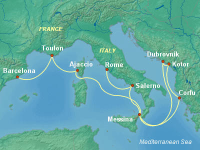Mediterranean Cruise Itinerary Map