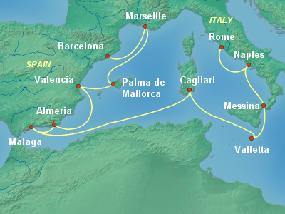 Mediterranean Cruise Itinerary Map
