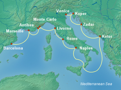 Mediterranean Cruise Itinerary Map