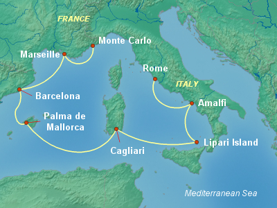 Mediterranean Cruise Itinerary Map