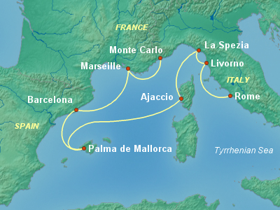 Mediterranean Cruise Itinerary Map
