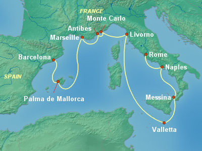 Mediterranean Cruise Itinerary Map