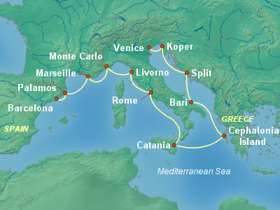 Mediterranean Cruise Itinerary Map