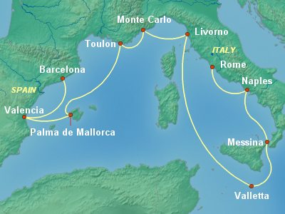 Mediterranean Cruise Itinerary Map