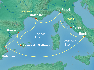 Mediterranean Cruise Itinerary Map