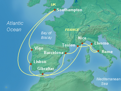 Mediterranean Cruise Itinerary Map