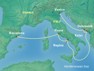 Mediterranean Cruise Itinerary Map