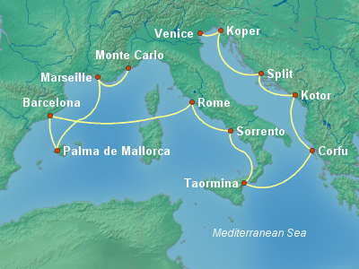 Mediterranean Cruise Itinerary Map