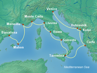 Mediterranean Cruise Itinerary Map