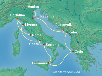 Mediterranean Cruise Itinerary Map