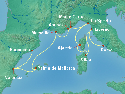 Mediterranean Cruise Itinerary Map