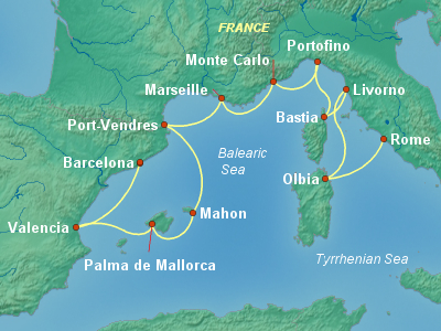 Mediterranean Cruise Itinerary Map