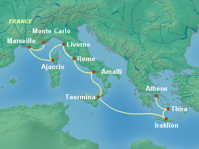 Mediterranean Cruise Itinerary Map