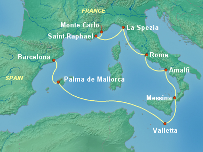Mediterranean Cruise Itinerary Map