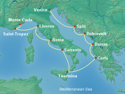 Mediterranean Cruise Itinerary Map