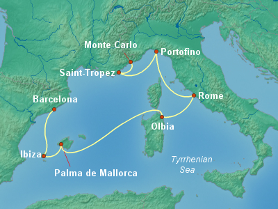 Mediterranean Cruise Itinerary Map