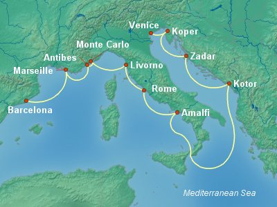 Mediterranean Cruise Itinerary Map