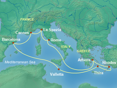 Mediterranean Cruise Itinerary Map