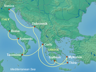 Mediterranean Cruise Itinerary Map