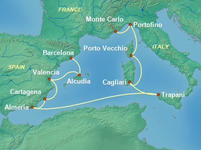 Mediterranean Cruise Itinerary Map