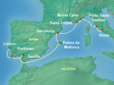 Mediterranean Cruise Itinerary Map