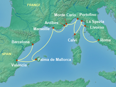 Mediterranean Cruise Itinerary Map