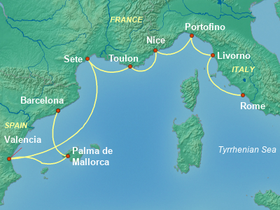 Mediterranean Cruise Itinerary Map