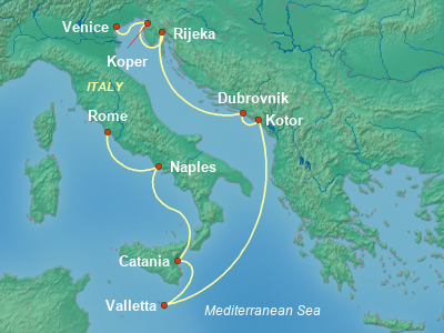 Mediterranean Cruise Itinerary Map