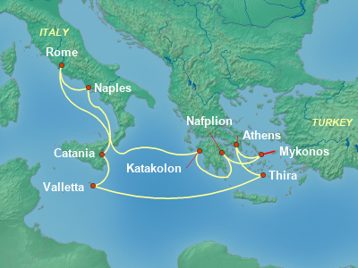 Mediterranean Cruise Itinerary Map