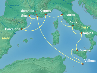 Mediterranean Cruise Itinerary Map