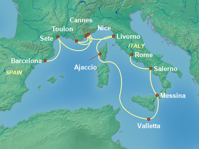 Mediterranean Cruise Itinerary Map