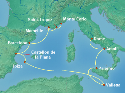 Mediterranean Cruise Itinerary Map