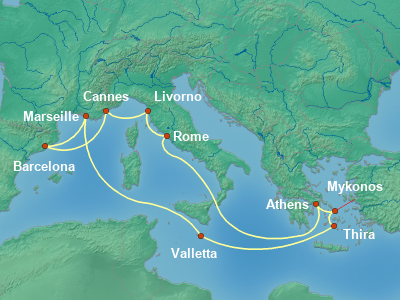 Mediterranean Cruise Itinerary Map