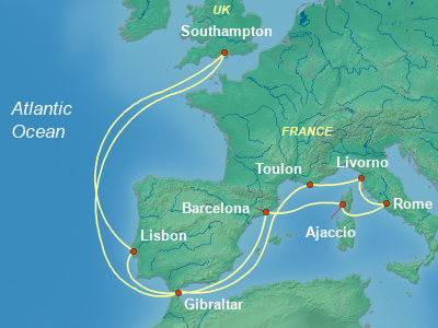 Mediterranean Cruise Itinerary Map