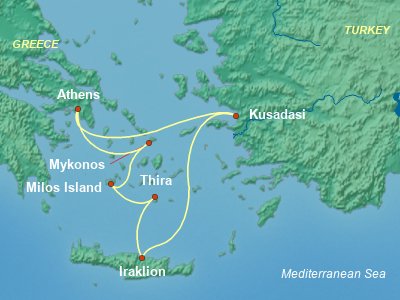 Greece, Turkey, Black Sea Cruise Itinerary Map
