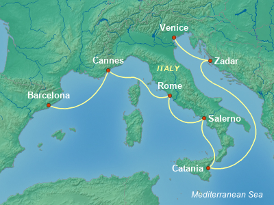 Mediterranean Cruise Itinerary Map