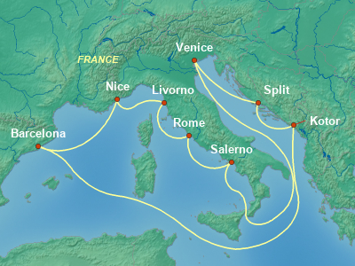 Mediterranean Cruise Itinerary Map